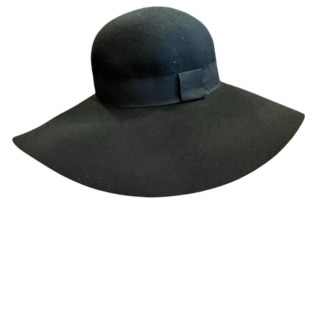Divided by H & M black wool floppy hat with grosgrain ribbon band